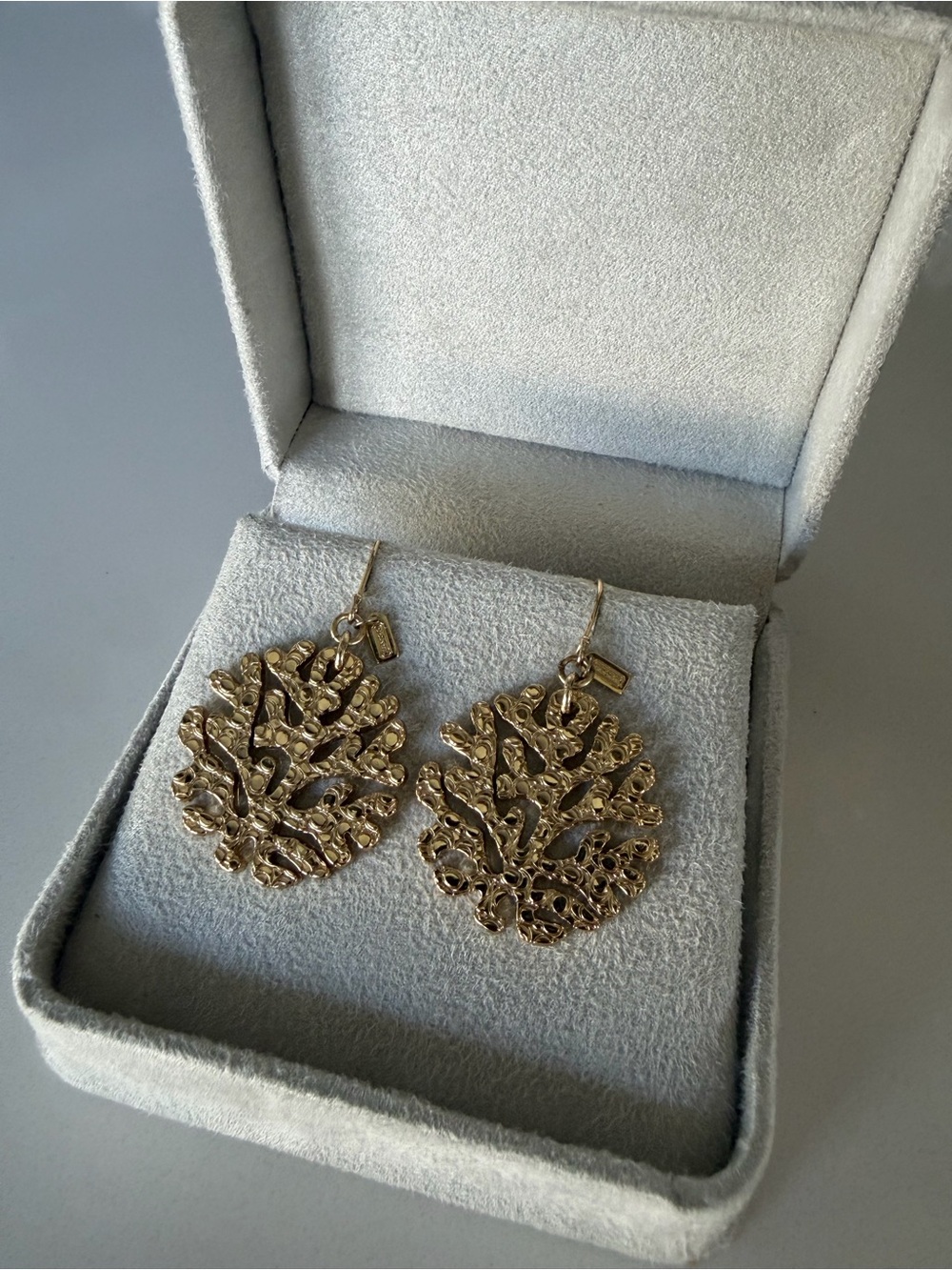 Coach Gold Coral Motif Dangle Earrings